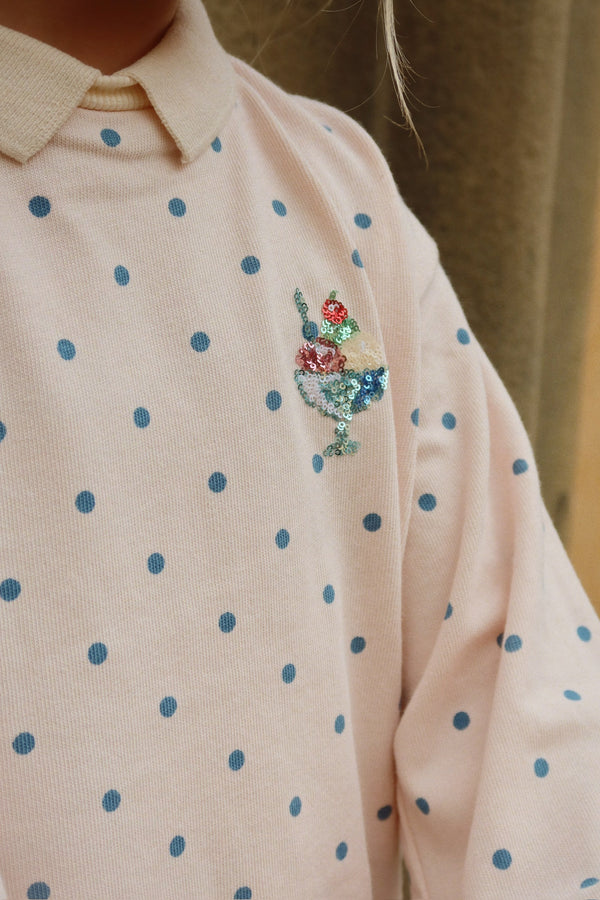 Spotty Long Sleeve Polo Rosewater Dot