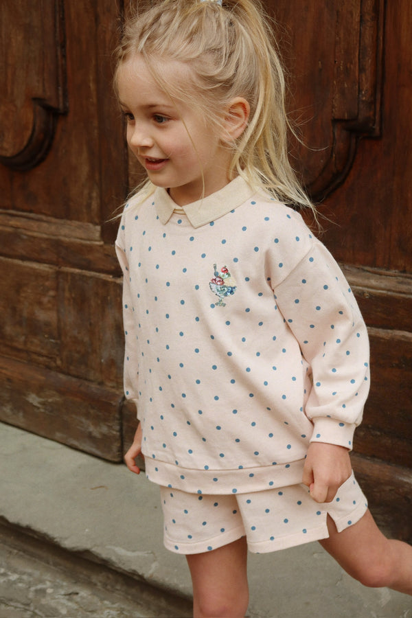 Spotty Long Sleeve Polo Rosewater Dot