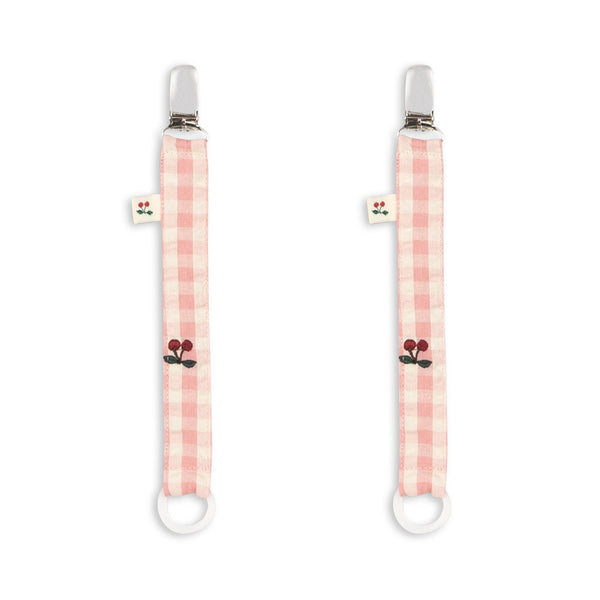 2-pack pacifier chain Powder Pink Check