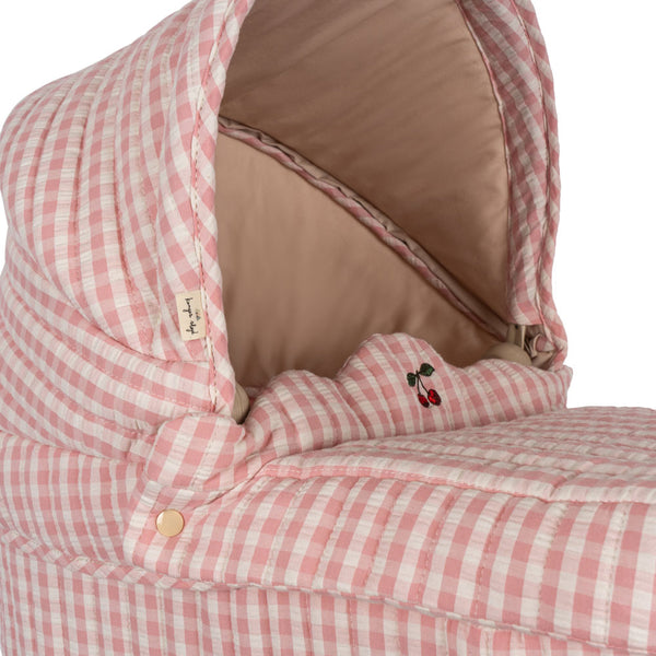 Landau pour poupée (Pram) Carreaux Rose Poudré