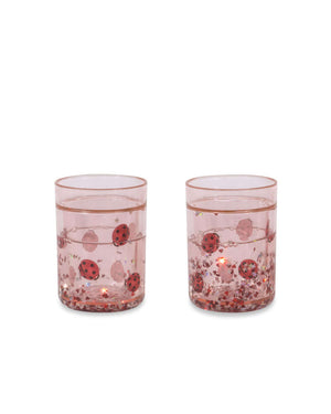 2-Pack Glitzer-Trinkbecher Ladybug im Cherry-Design, funkelnde BPA-freie Becher von Konges Slojd, Einheitsgröße, nicht spülmaschinenfest.