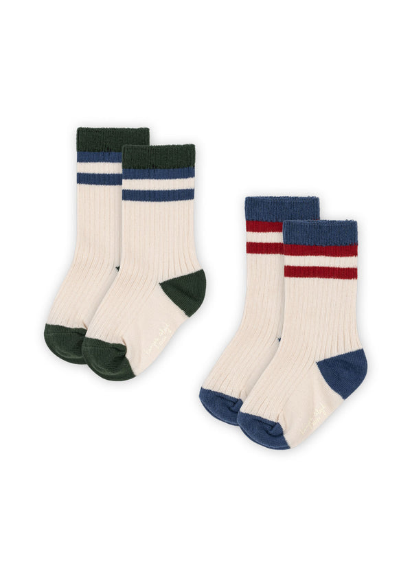 2-Pack Ribbed Socks Multi Stripe