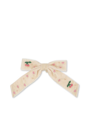 Samtige Schleife Pearly Ivory mit Clip-Verschluss