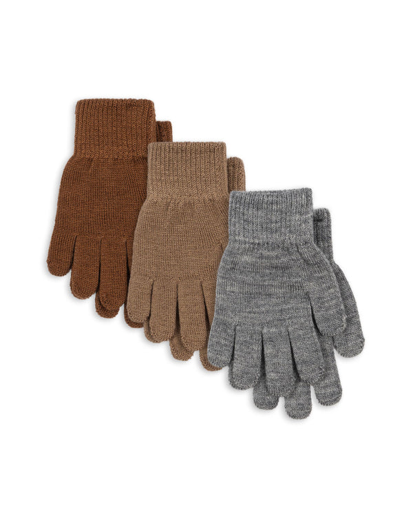 Filla Gloves Grey Melange / Beige / Brown