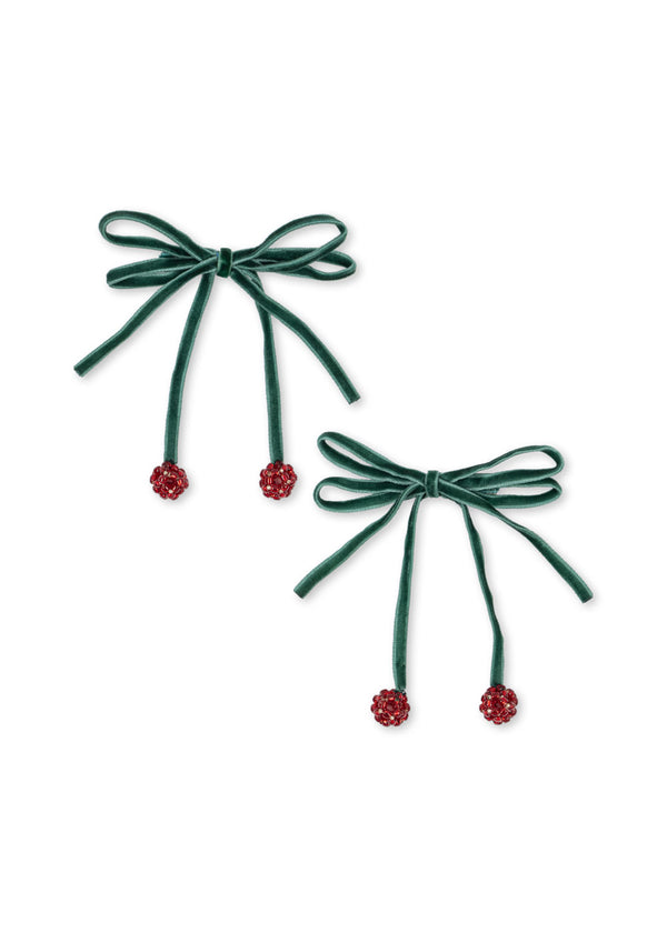 2-Pack Cherry Bow Hair Clips