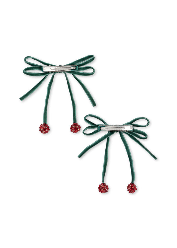 2-Pack Cherry Bow Hair Clips