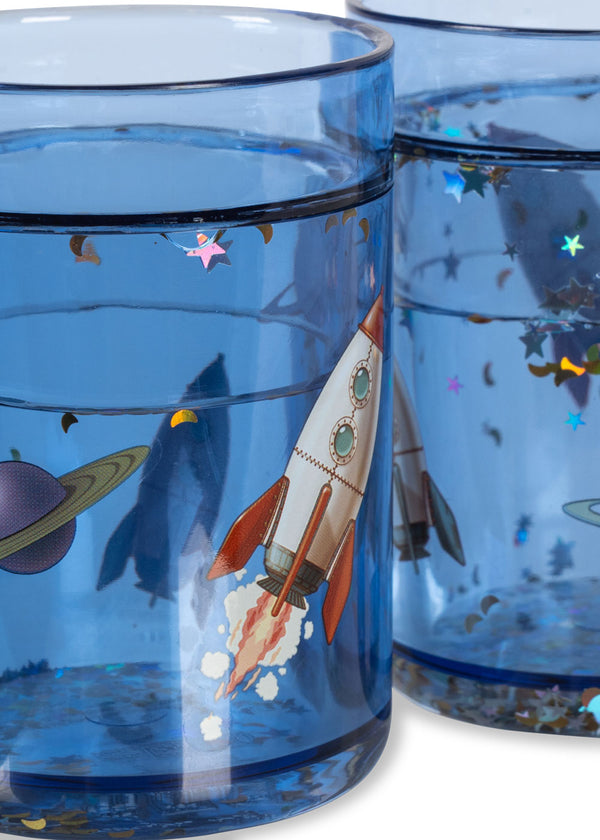 2-Pack Glitter Drinking Cups Outerspace