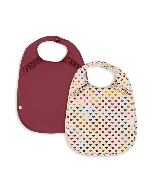 2-Pack Glitter Bibs Coeur Glitter / Sangria