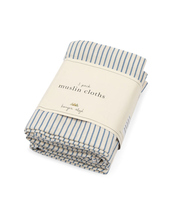 3-Pack of Muslin Cloths Stripe Bluie