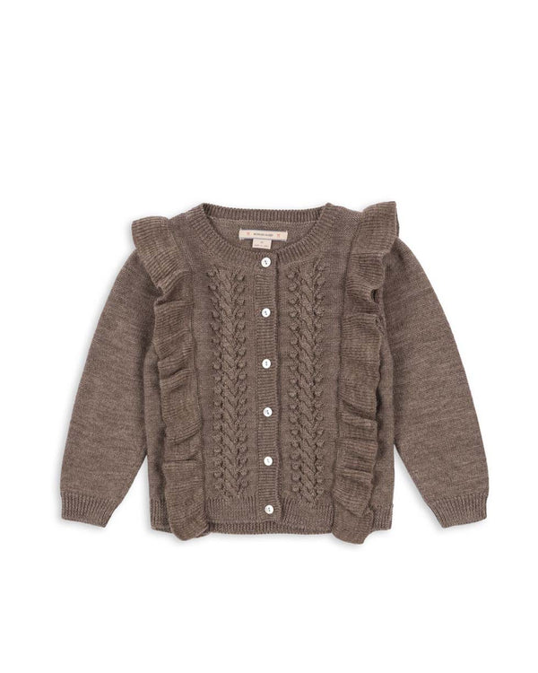 Fiol Ruffle Cardigan Bunny Brown Melange