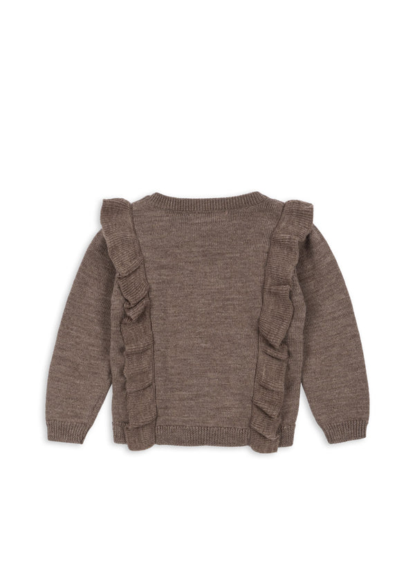 Fiol Ruffle Cardigan Bunny Brown Melange