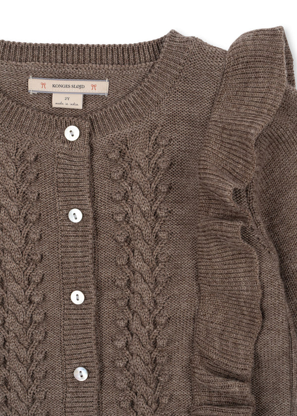Fiol Ruffle Cardigan Bunny Brown Melange