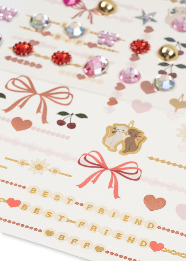 Gemstone &amp; Tattoo Set Heart Mix