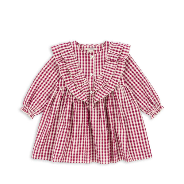 Kim Dress Sangria / Butter Check