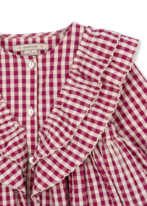 Kim Dress Sangria / Butter Check