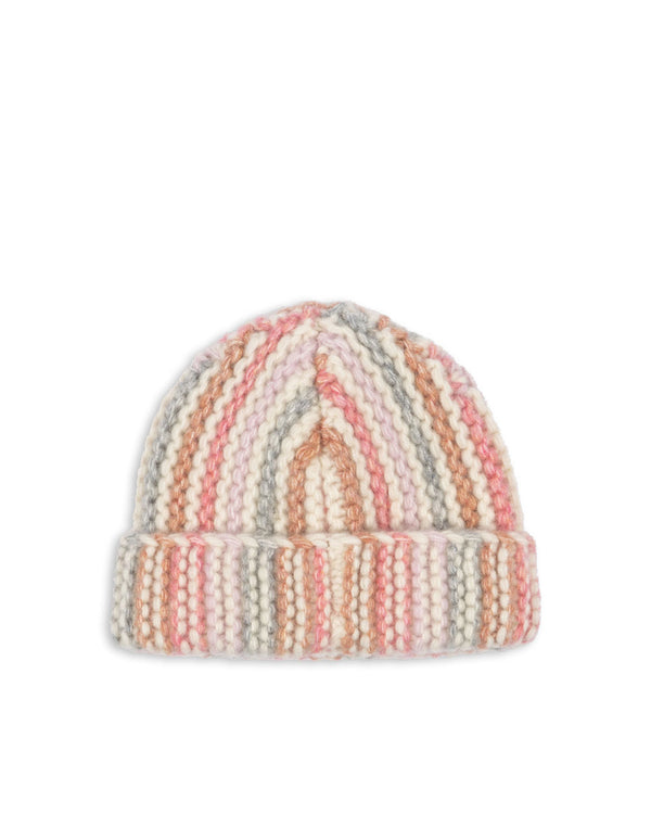 Kiri Wool Beanie Rose Stripe