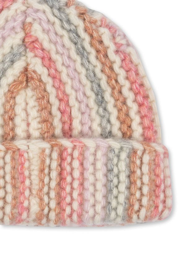 Kiri Wool Beanie Rose Stripe