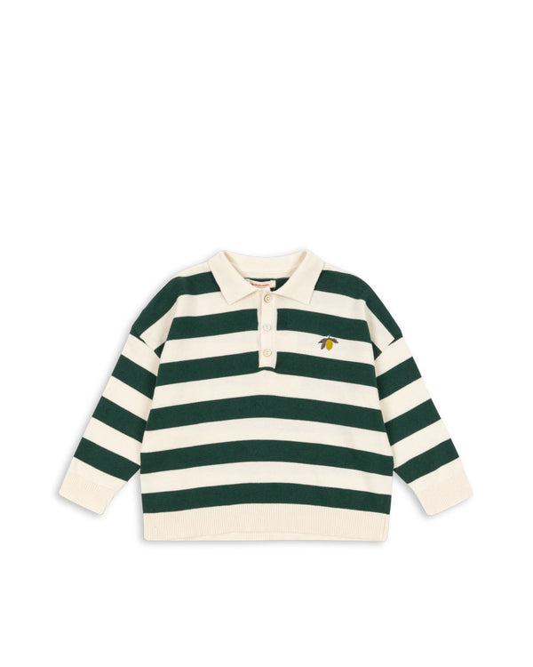 Manis Knitted Polo Shirt Pine Grove Stripes