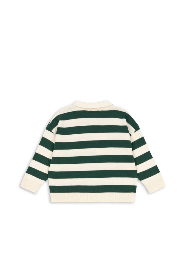 Manis Knitted Polo Shirt Pine Grove Stripes