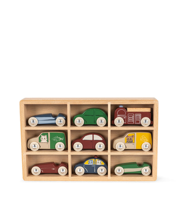 9 pcs. Mini wooden cars Multi