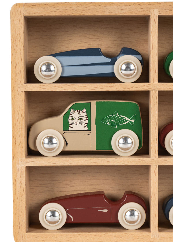 9 pcs. Mini wooden cars Multi