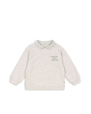 Spotty Long Sleeve Polo Shirt Off White Melange