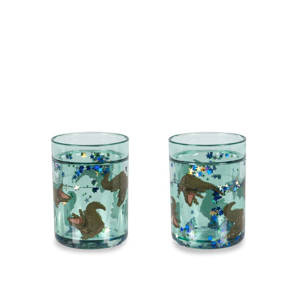 2-pack glitter crocodile drinking cups