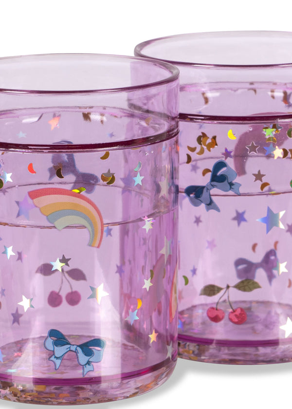 2-Pack Glitter Drinking Cups Rainbow Twinkle