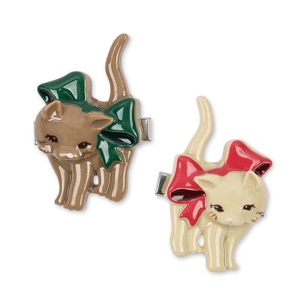 Konges Sløjd Haarclips Bow Kitty im 2er-Pack mit Kätzchen-Motiv