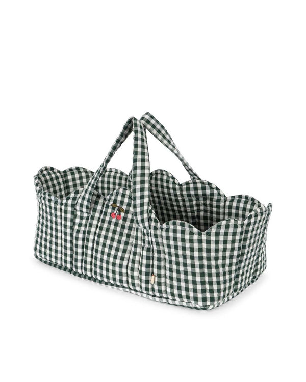 Doll carrycot Green Check