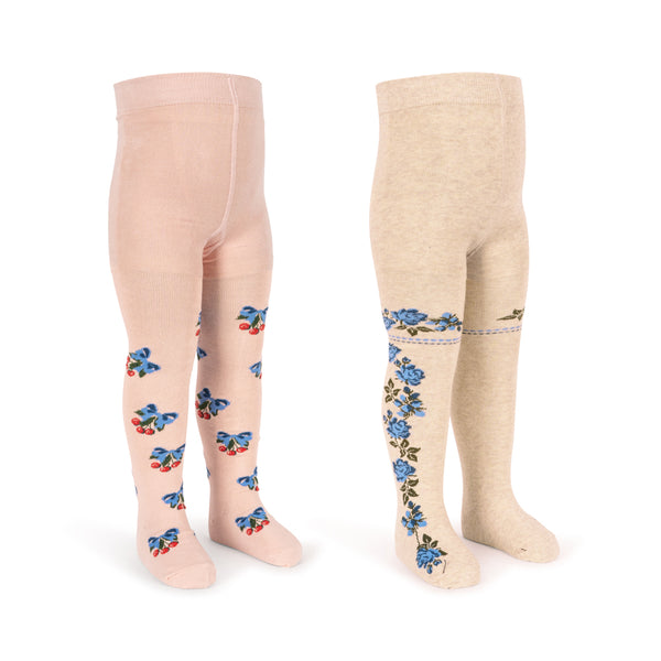 2-Pack Jacquard Tights Amarena / Tramonto