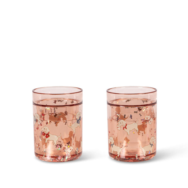2-Pack Glitter Drinking Cups Woof Letter Rose