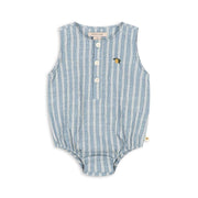 Elliot Romper Trio Blue Stripe