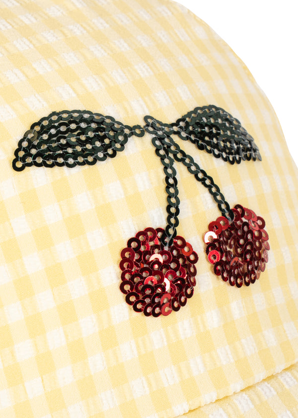 Etta Banana Almond Check Bath Sun Hat