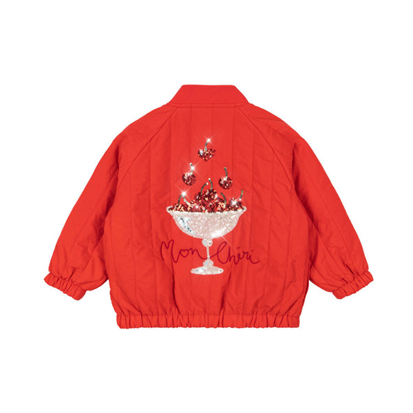Juno Embroidered Bomber Jacket Fiery Red
