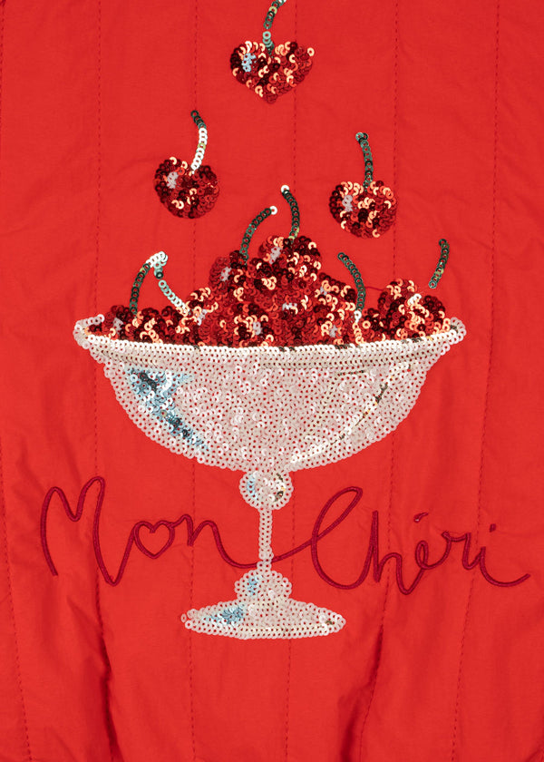 Juno Embroidered Bomber Jacket Fiery Red