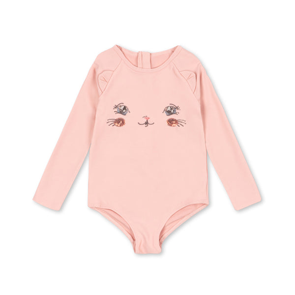 Kitty Long Sleeve Swimsuit Powder Pink