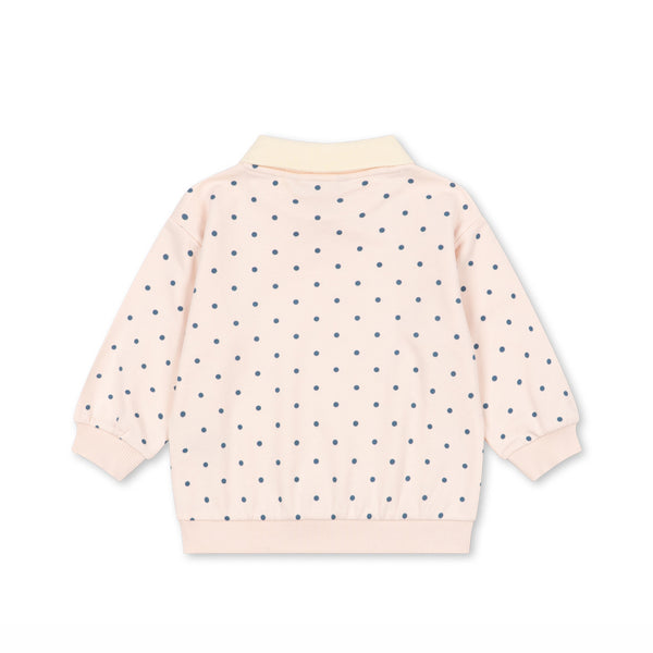Spotty Long Sleeve Polo Rosewater Dot