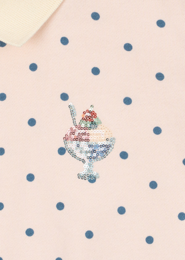 Spotty Long Sleeve Polo Rosewater Dot