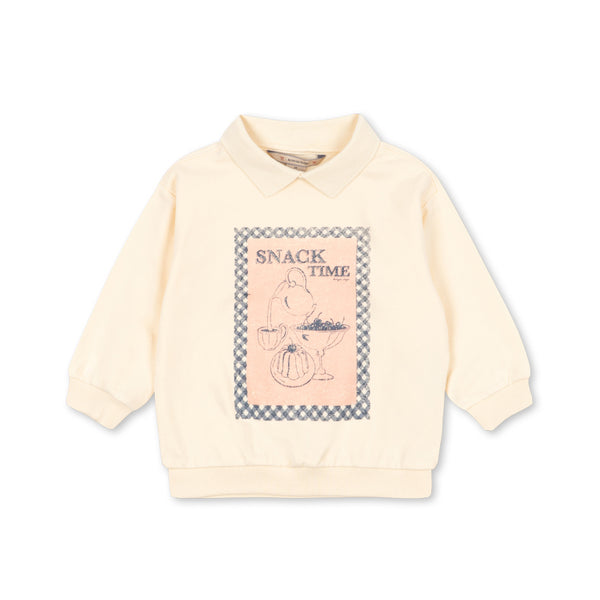 Spotty long sleeve polo Buttercream