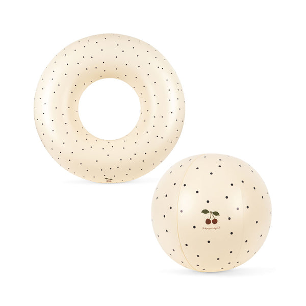 Swim Ring + Beach Ball Set Navy Dot