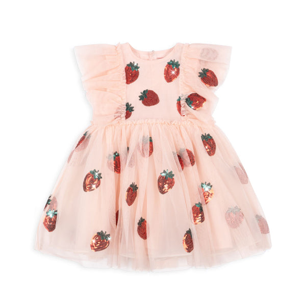 Yvonne Ruffled Dress Strawberry Rose