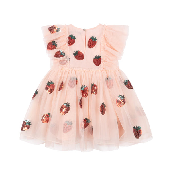 Yvonne Ruffled Dress Strawberry Rose