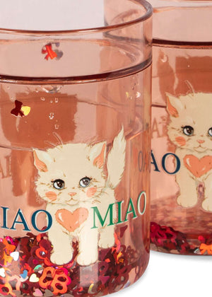 Konges Sløjd Kinderbecher Ciao Miao, Detail des Glitzereffekts