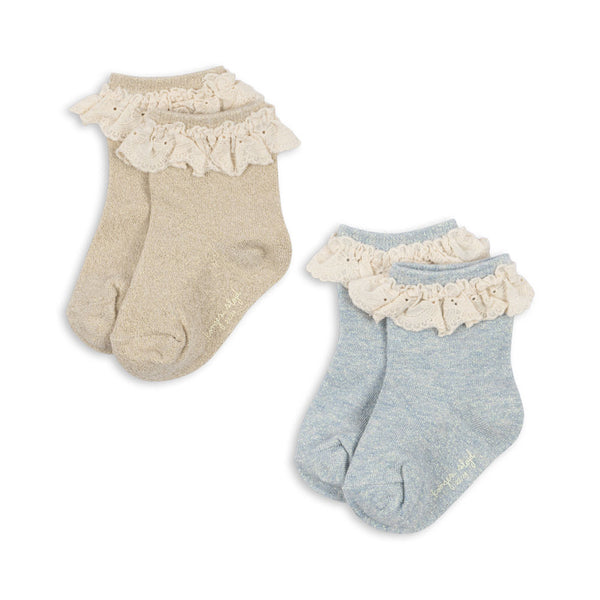 2-Pack Glitter Socks Pearl Blue