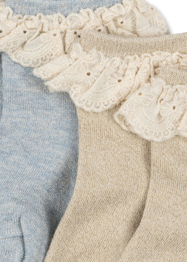 2-Pack Glitter Socks Pearl Blue