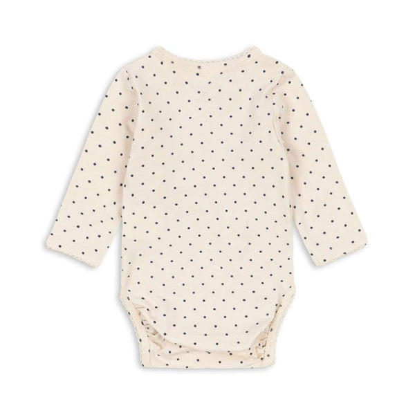 Konges Sløjd Baby-Body Blue Dot mit Druckknöpfen an der Seite, Detail