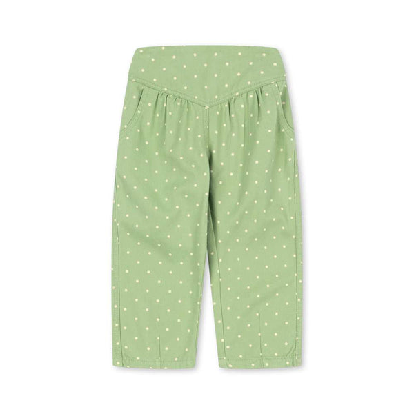 Konges Sløjd Hose Nola Dot Pistacchi aus 100 % Bio-Baumwolle, Vorderansicht