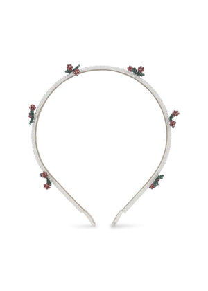 Pearly Cherry Haarreif von Konges Sløjd mit Glasperlen und zarten Blumenakzenten
