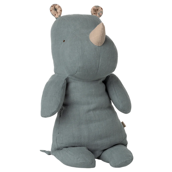 Safari-Freunde Nashorn Dusty Blue mit weichem Stoff, 34 cm hoch, perfekt zum Umarmen, nachhaltig gefüllt.